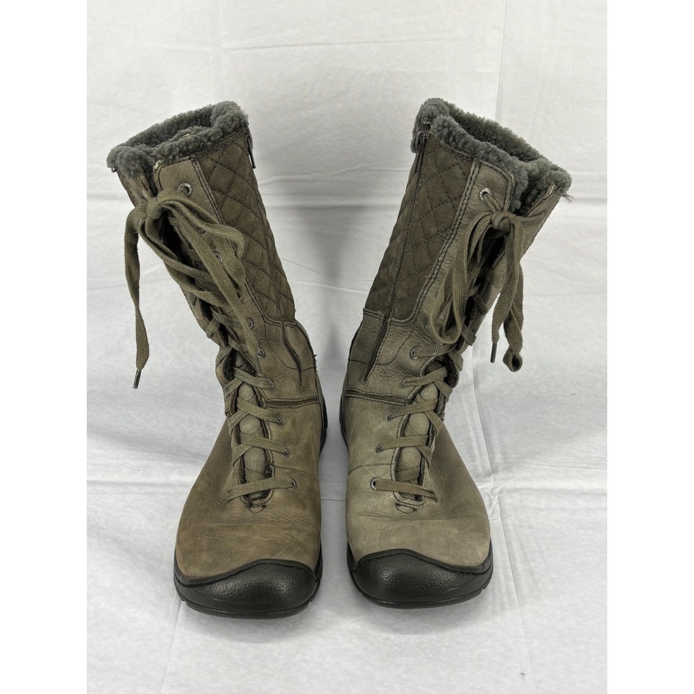 Keen Crested Butte High Boots Womens Olive Quilted Waterproof Nubuck Leather 7.5